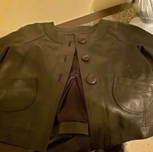 Genuine soft black 3/4 sleeve leather jacket